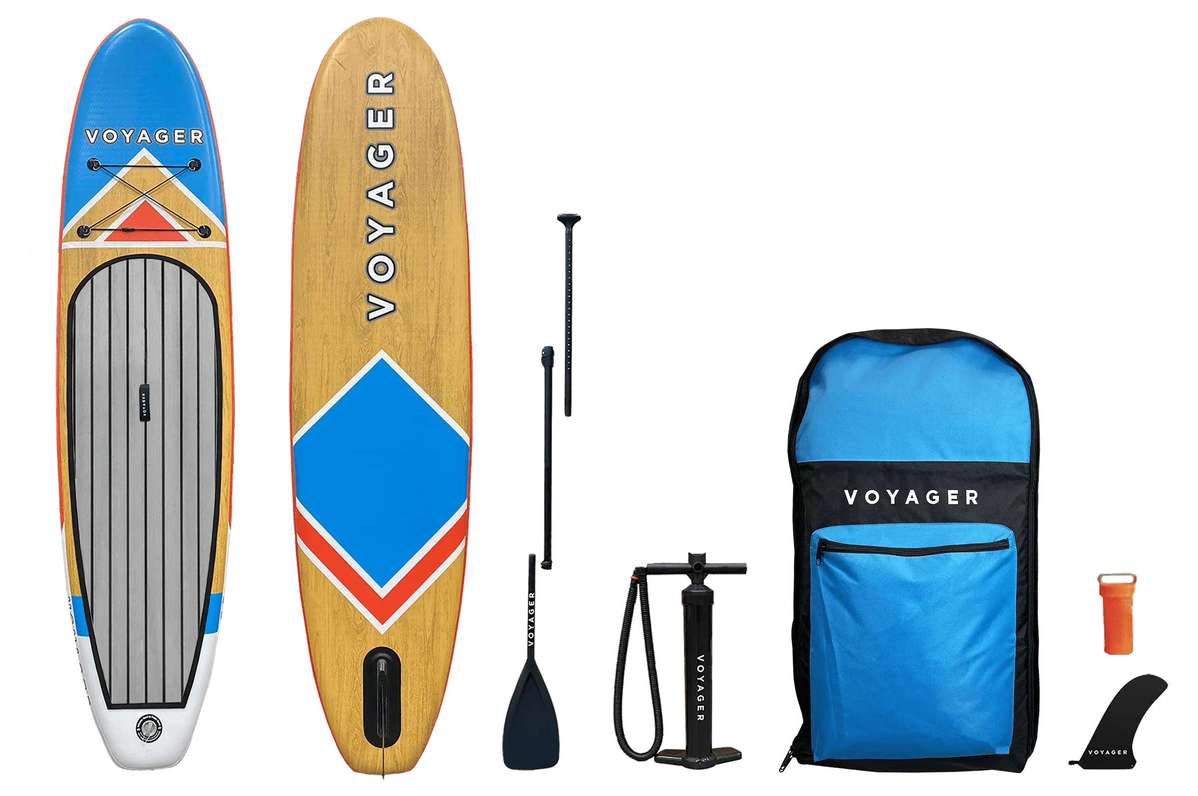 Woodgrain Voyager Inflatable SUP Package