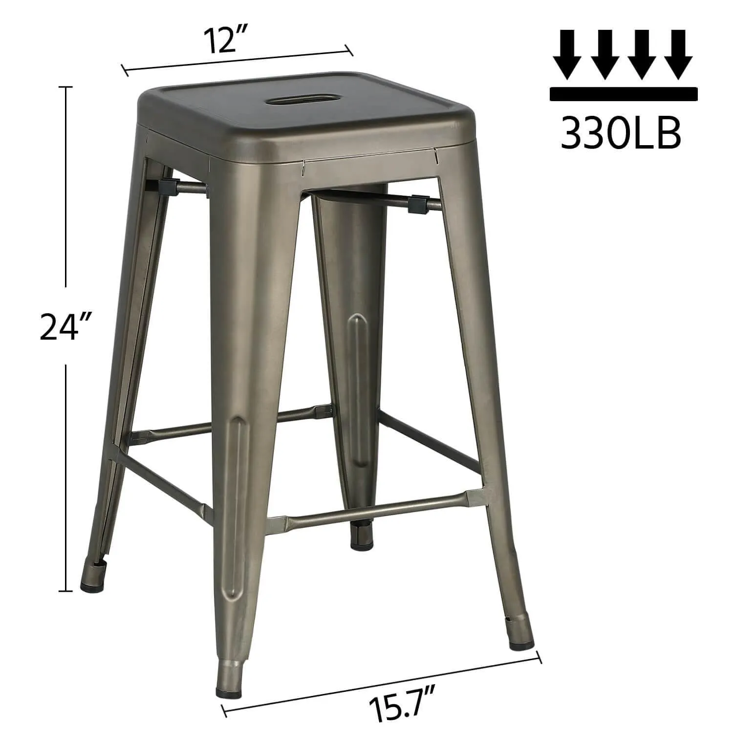 Yaheetech 24 inch Set of 4 Counter Height Metal Bar Stools